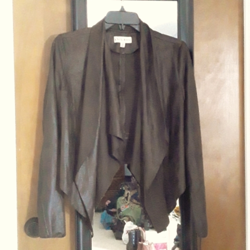 Distressed look faux leather waterfall jacket XS nwt All Saints